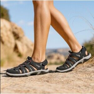 Eddie Bauer Women's 8M Blakely Hiking Sport Sandals Black Closed Toe Adjustable